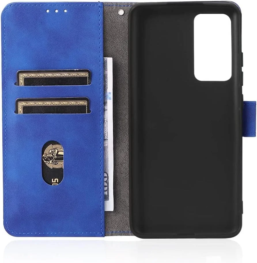 کاور گوشی نوکیا G10، دارای جای کارت، پایه نگهدارنده، TPU + چرم PU، کاور محافظ تاشو برای نوکیا G10. (آبی)