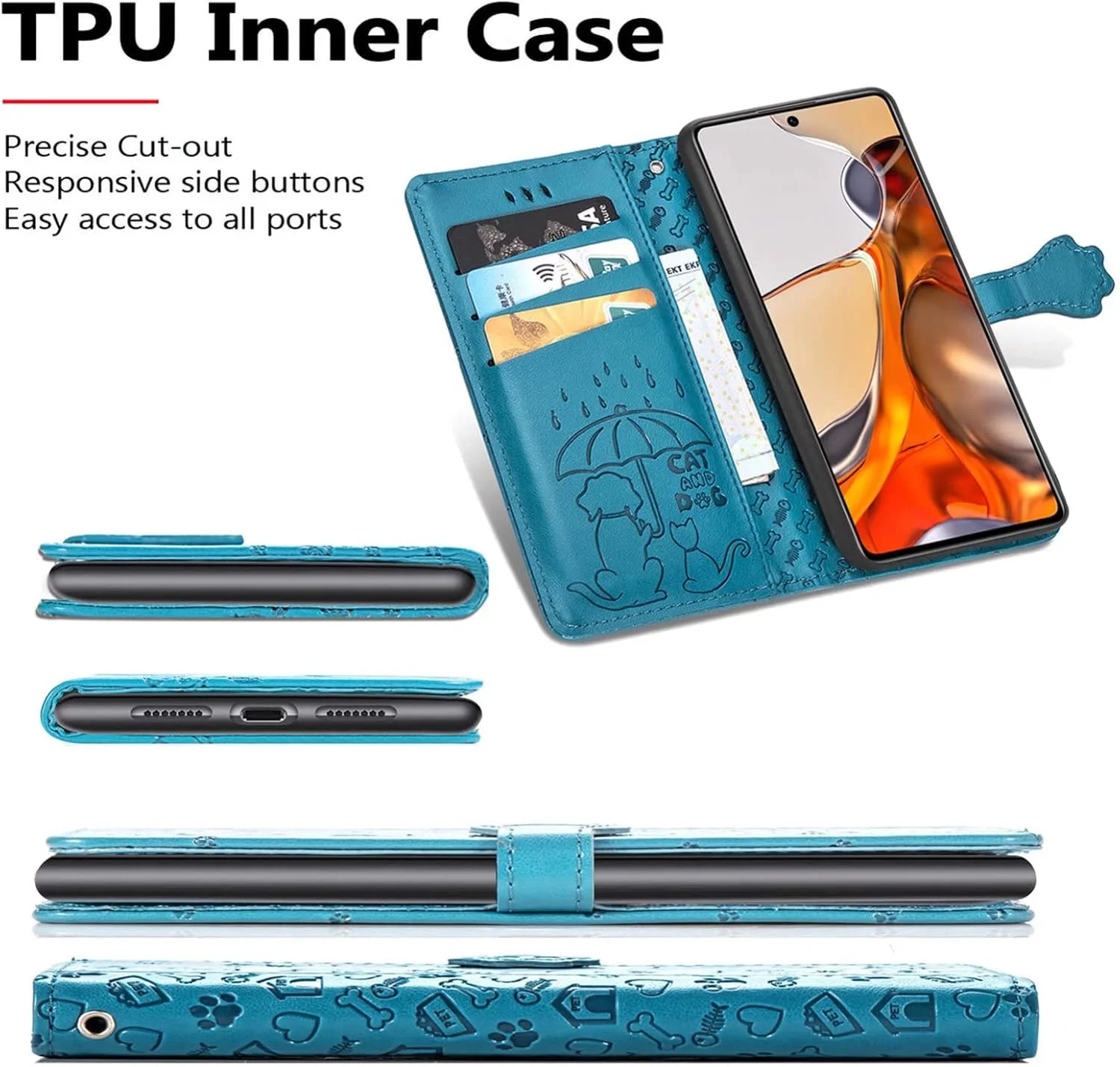 کاور گوشی RanTuo برای نوکیا 2.3، دارای جای کارت، پایه نگهدارنده، TPU + چرم PU، کاور محافظ تاشو برای نوکیا 2.3 (آبی)