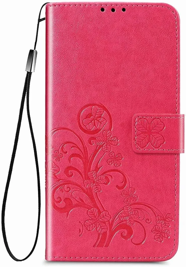 کاور گوشی برای نوکیا 1.4، دارای جای کارت، پایه نگهدارنده، TPU + چرم PU، کاور محافظ تاشو برای نوکیا 1.4 (قرمز رز)