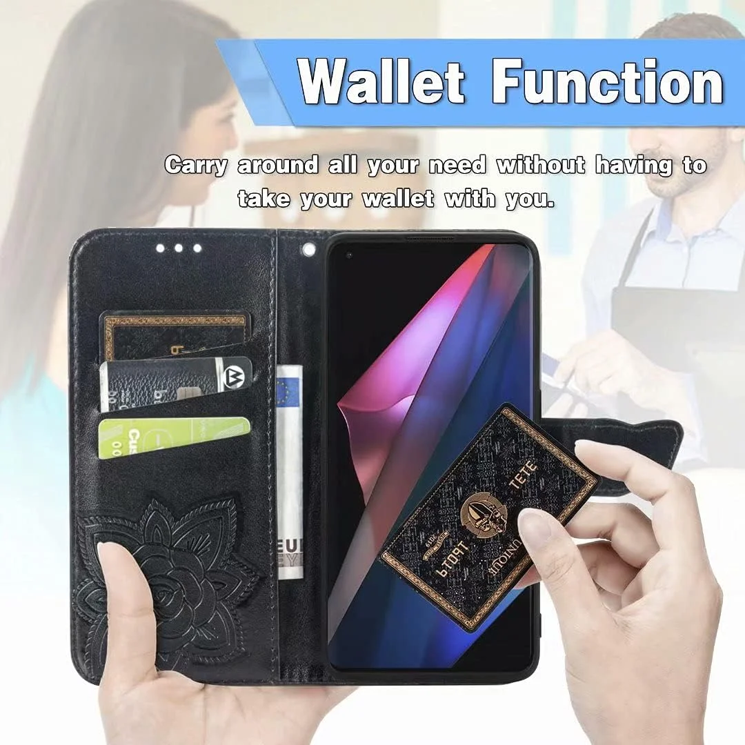 کاور گوشی نوکیا 3.4، دارای جای کارت، پایه نگهدارنده، TPU + چرم PU، کاور تاشو برای نوکیا 3.4 (مشکی)