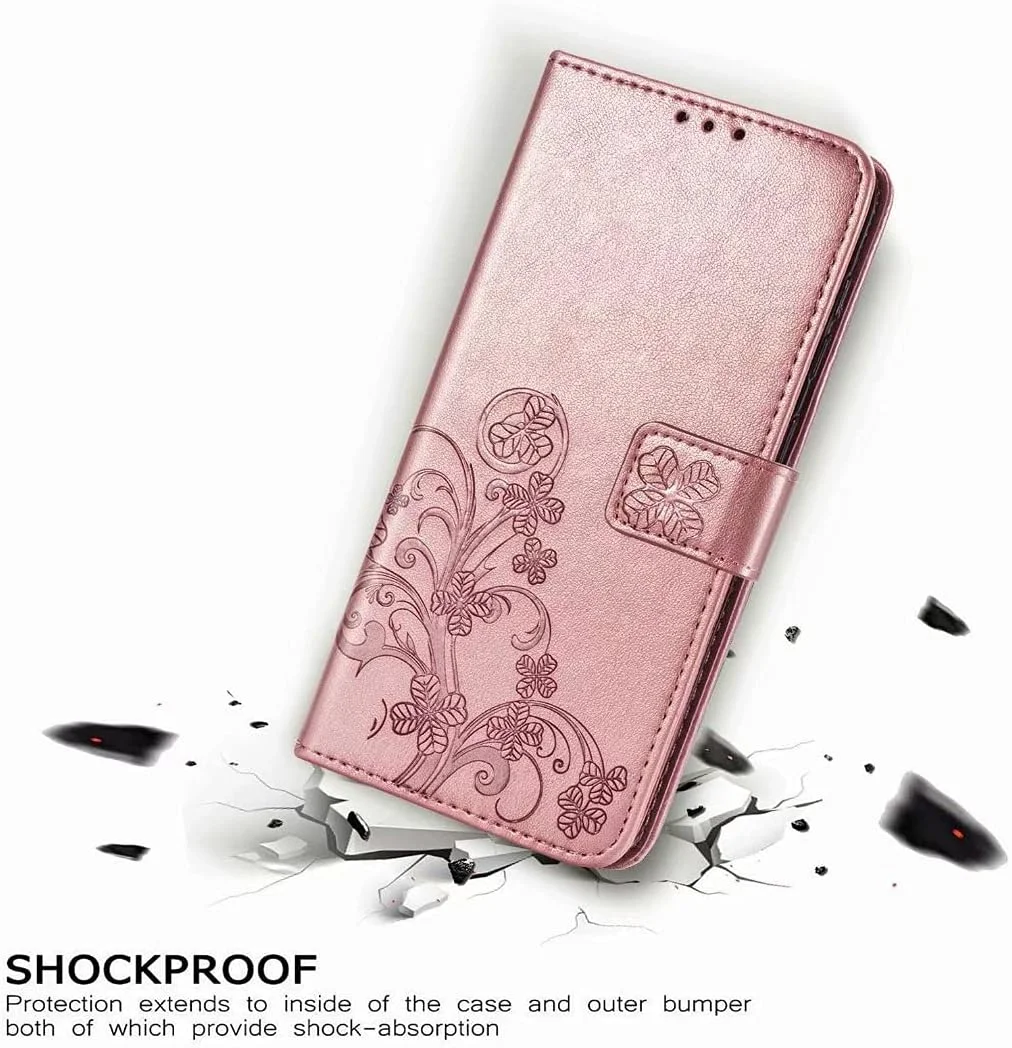 کاور گوشی نوکیا C20 Plus، دارای جای کارت، پایه نگهدارنده، TPU + چرم PU، کاور محافظ تاشو برای نوکیا C20 Plus (رزگلد)