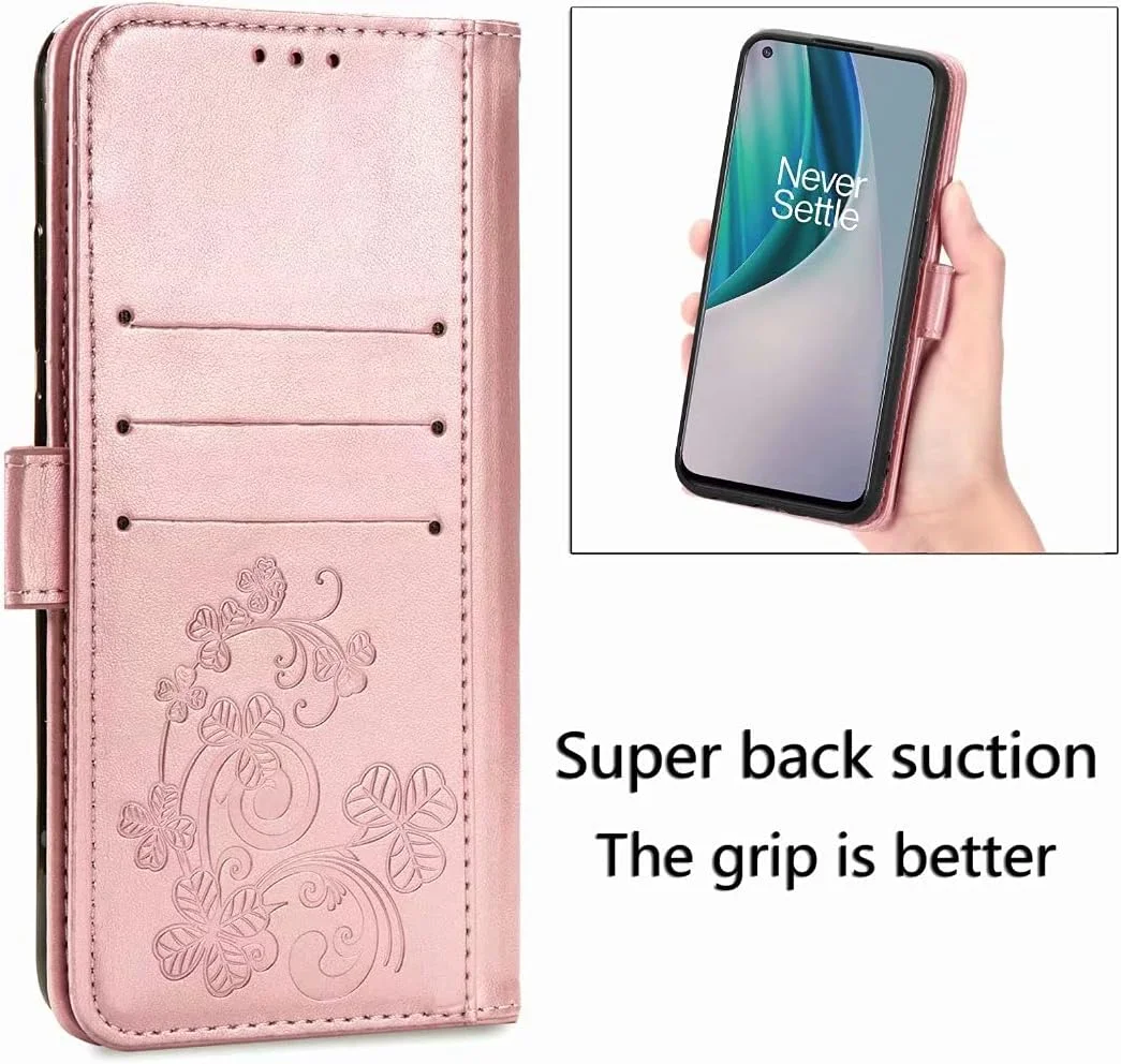 کاور گوشی نوکیا C20 Plus، دارای جای کارت، پایه نگهدارنده، TPU + چرم PU، کاور محافظ تاشو برای نوکیا C20 Plus (رزگلد)