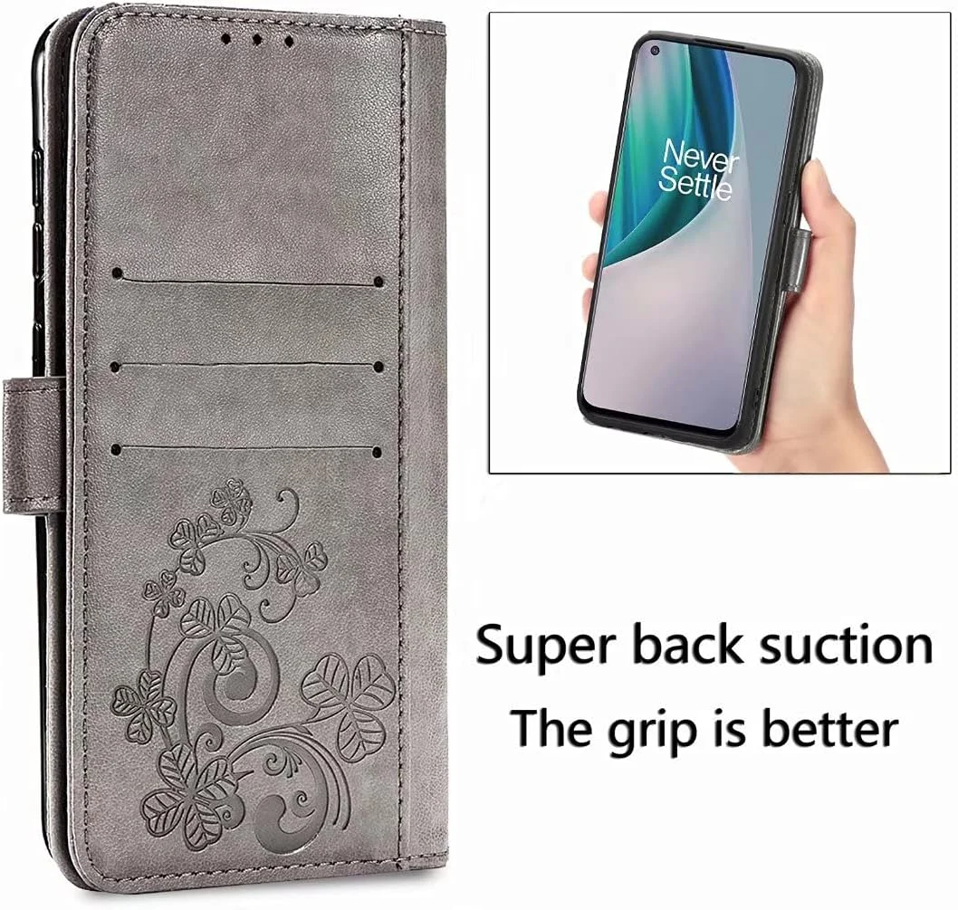 کاور گوشی RanTuo برای نوکیا C12 Pro، دارای جای کارت، پایه نگهدارنده، TPU + چرم PU، کاور محافظ تاشو برای نوکیا C12 Pro (خاکستری)