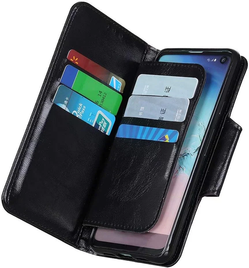 کاور گوشی RanTuo برای نوکیا 6.3، دارای جای کارت، پایه نگهدارنده، TPU + چرم PU، کاور محافظ تاشو برای نوکیا 6.3. (مشکی)