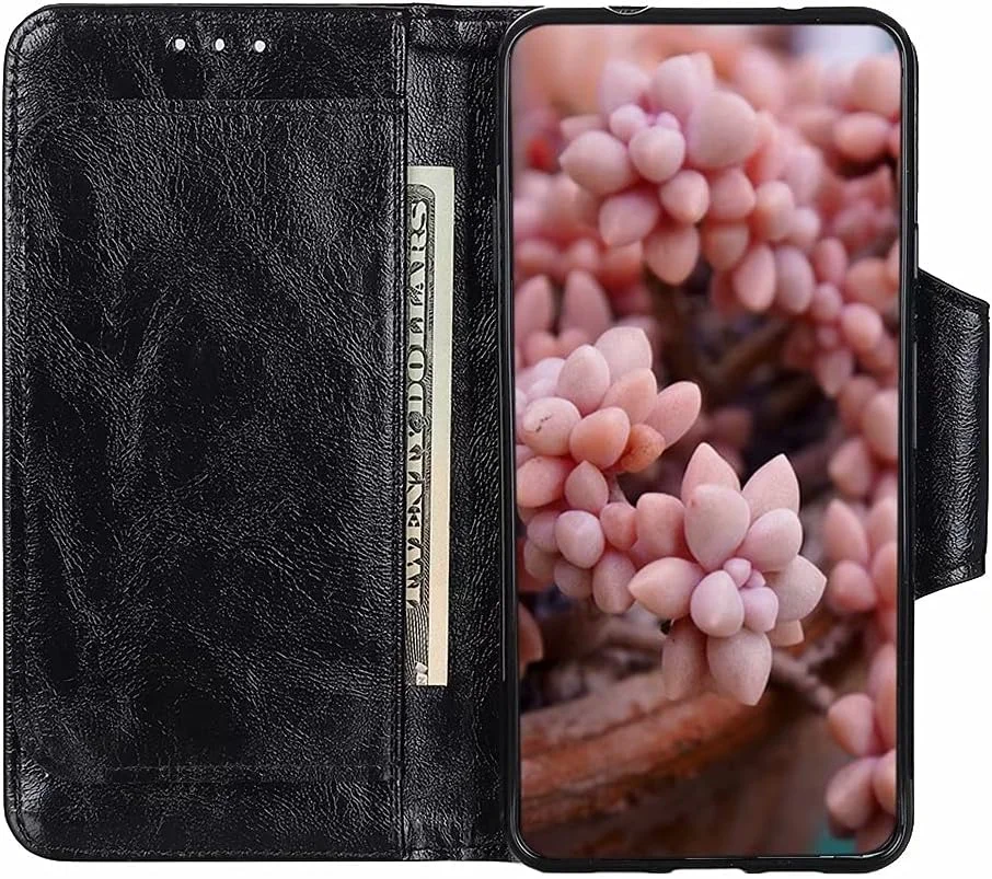 کاور گوشی RanTuo برای نوکیا 6.3، دارای جای کارت، پایه نگهدارنده، TPU + چرم PU، کاور محافظ تاشو برای نوکیا 6.3. (مشکی)