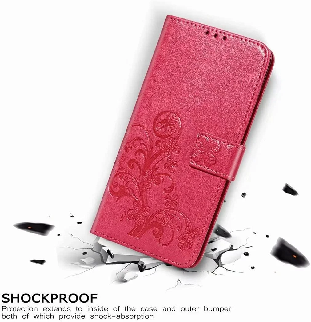 کاور گوشی نوکیا G10، دارای جای کارت، پایه نگهدارنده، TPU + چرم PU، کاور محافظ تاشو برای نوکیا G10. (قرمز رز)