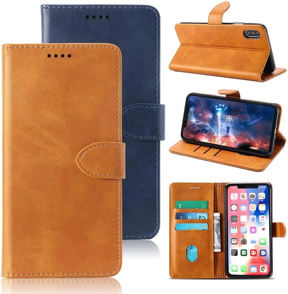 کاور گوشی نوکیا 5، کیف پول چرمی تاشو با جای کارت، پایه نگهدارنده و قفل مغناطیسی، کاور چرمی نوکیا 5