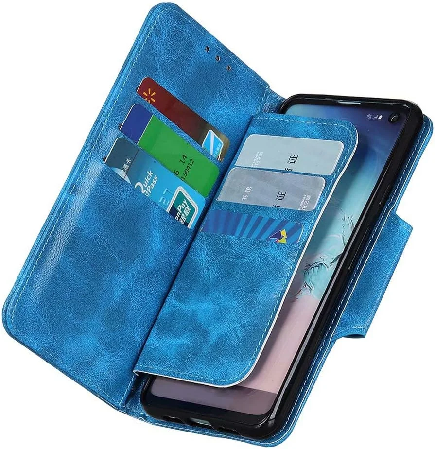 کاور گوشی نوکیا 7.3، دارای جای کارت، پایه نگهدارنده، TPU + چرم PU، کاور محافظ تاشو برای نوکیا 7.3 (آبی)