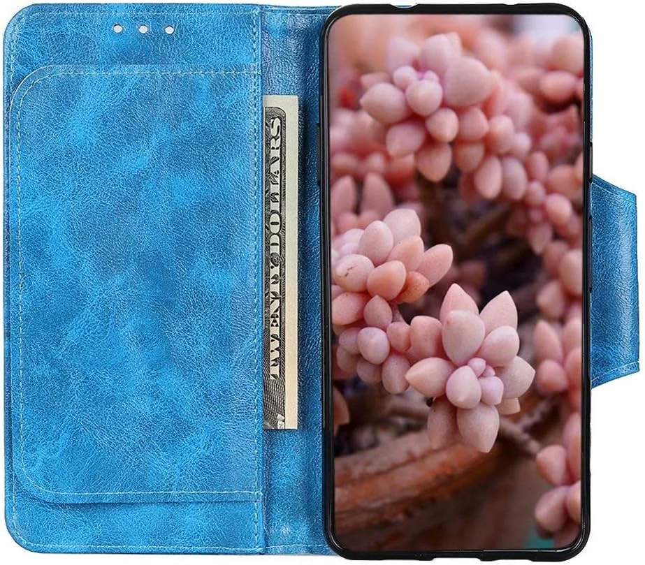 کاور گوشی نوکیا 7.3، دارای جای کارت، پایه نگهدارنده، TPU + چرم PU، کاور محافظ تاشو برای نوکیا 7.3 (آبی)