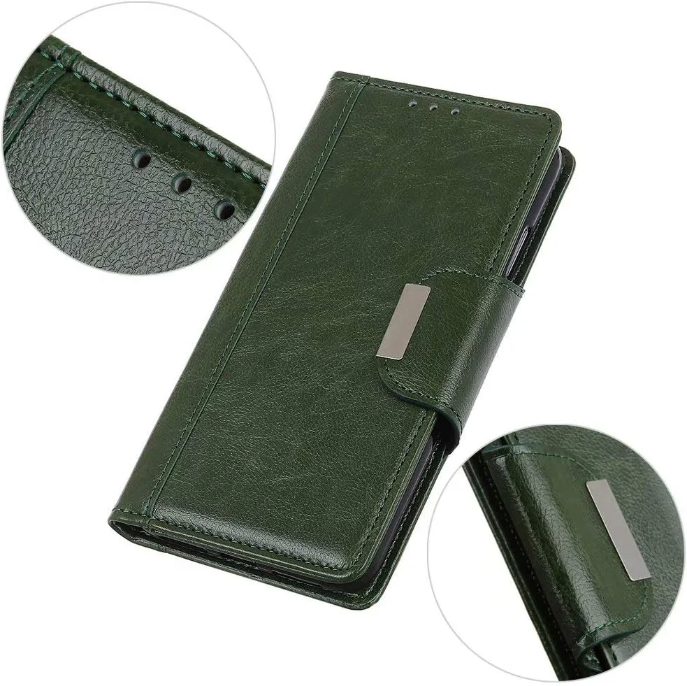 کاور گوشی RanTuo برای نوکیا 7.3، دارای جای کارت، پایه نگهدارنده، TPU + چرم PU، کاور محافظ تاشو برای نوکیا 7.3 (سبز)