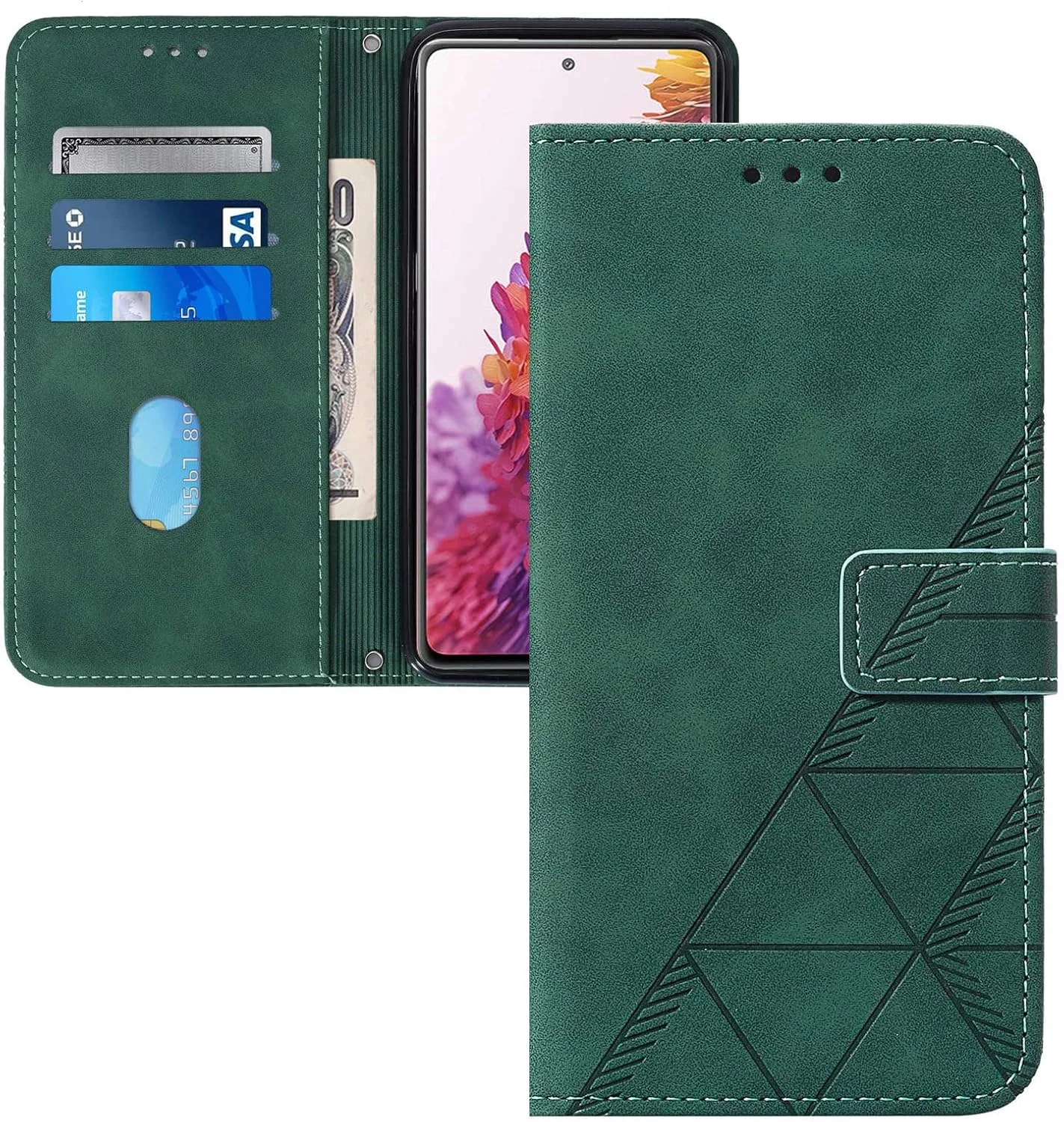 کاور گوشی نوکیا C32 لمکسلرز، کیف پول چرمی PU با قابلیت تاشو، مقاوم در برابر ضربه، دارای استند مغناطیسی و جای کارت، رنگ سبز YB SW