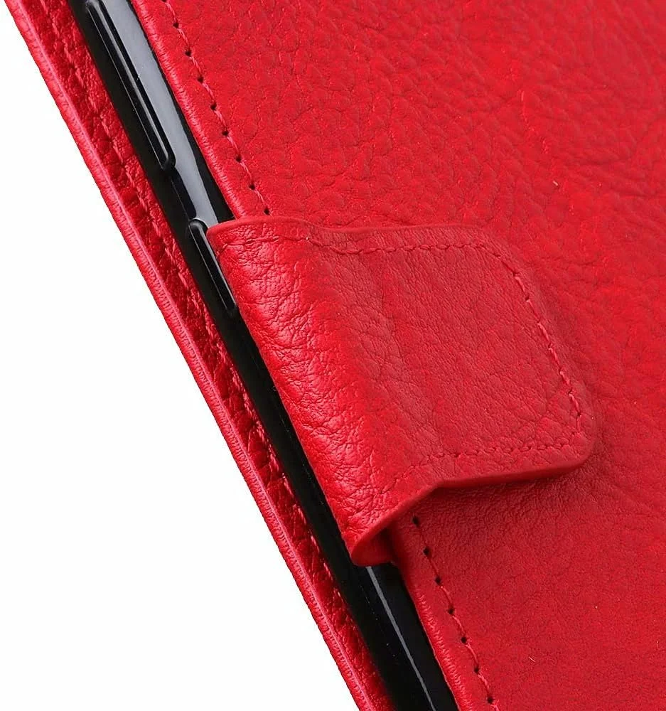 کاور گوشی RanTuo برای نوکیا 7.3، دارای جای کارت، پایه نگهدارنده، TPU + چرم PU، کاور محافظ تاشو برای نوکیا 7.3 (قرمز)