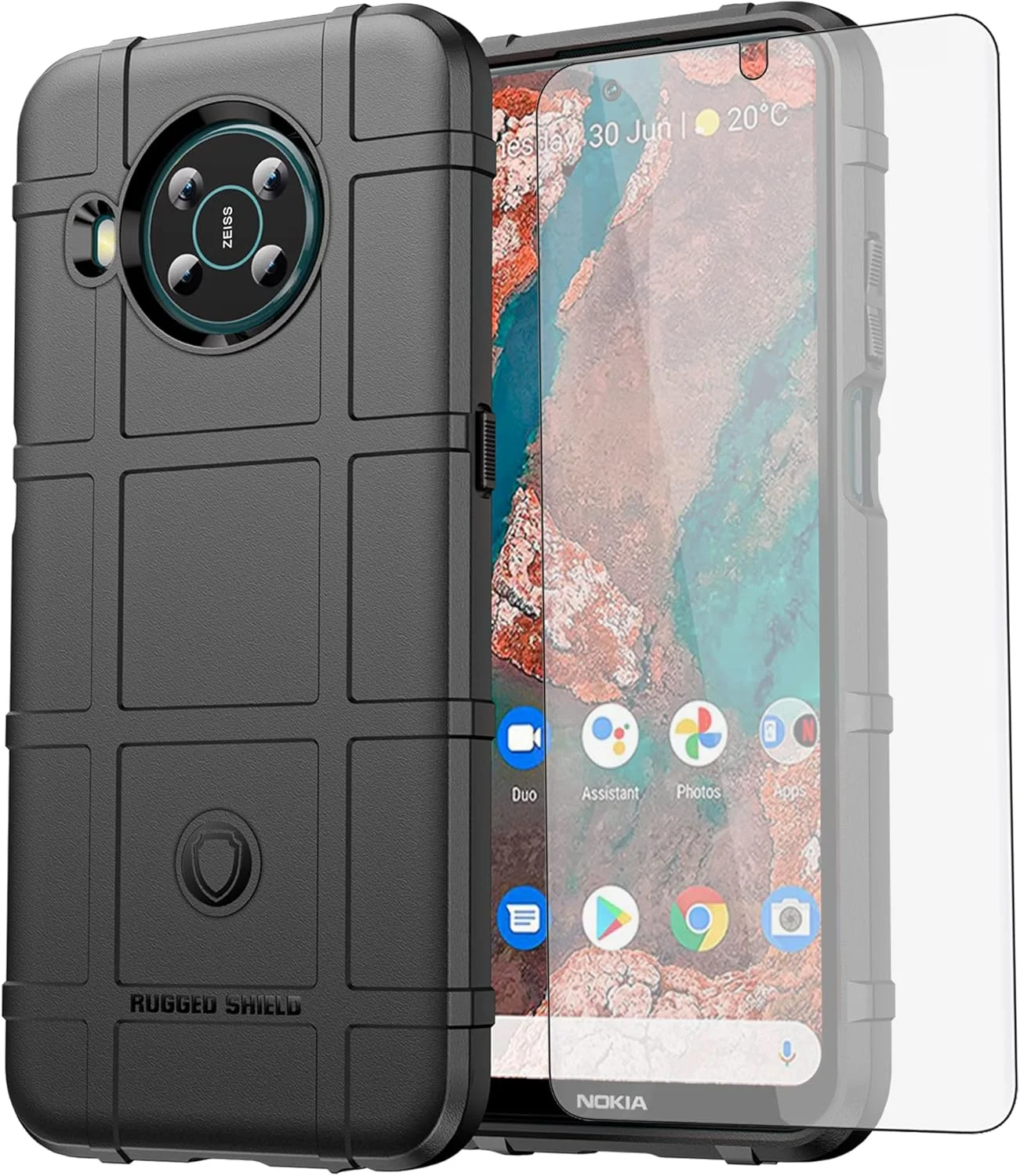 کاور گوشی موبایل آسویش برای نوکیا X10/X20 به همراه محافظ صفحه نمایش شیشه ای، باریک و مقاوم، لوازم جانبی محافظ موبایل نوکیا X10 10X نوکیا X20 5G مناسب بانوان و آقایان - مشکی