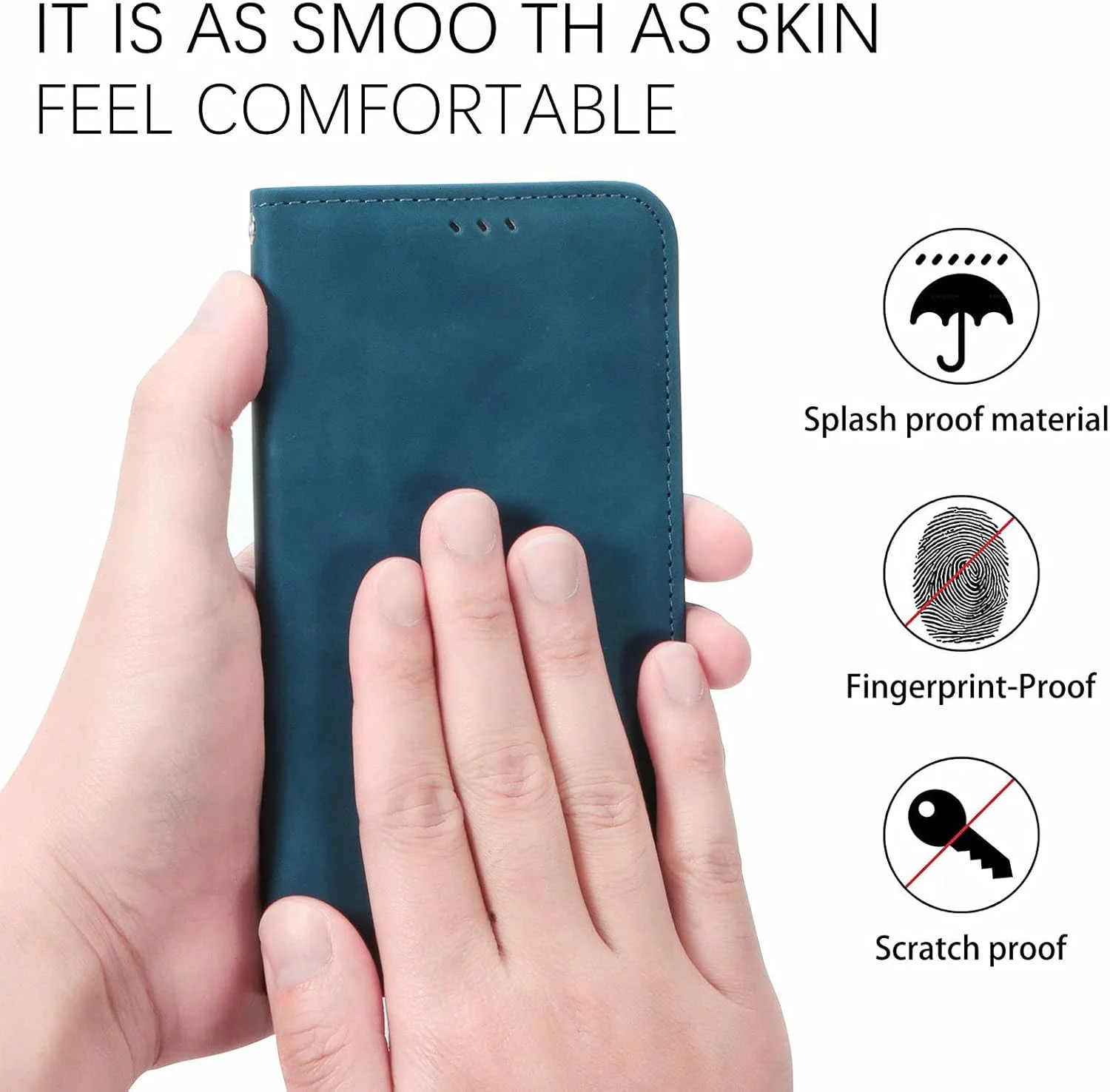 کاور گوشی برای نوکیا G300 5G، دارای جای کارت، پایه نگهدارنده، TPU + چرم PU، کاور محافظ تاشو برای نوکیا G300 5G. (آبی)