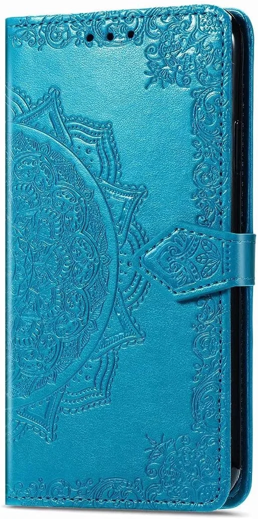 کاور گوشی RanTuo برای نوکیا C12 Pro، دارای جای کارت، پایه نگهدارنده، TPU + چرم PU، کاور محافظ تاشو برای نوکیا C12 Pro. (آبی)