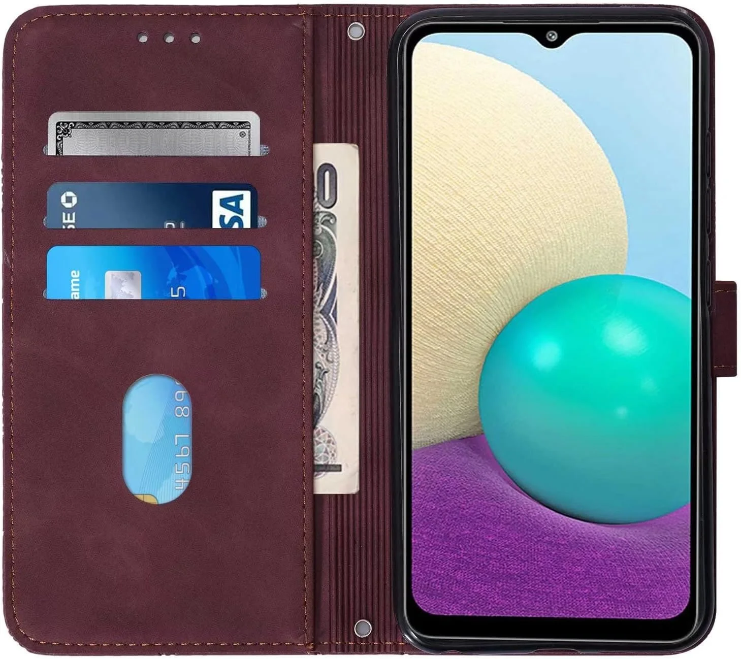 کاور گوشی نوکیا 2.4، دارای جای کارت، پایه نگهدارنده، TPU + چرم PU، کاور محافظ تاشو برای نوکیا 2.4 (رنگ شرابی)