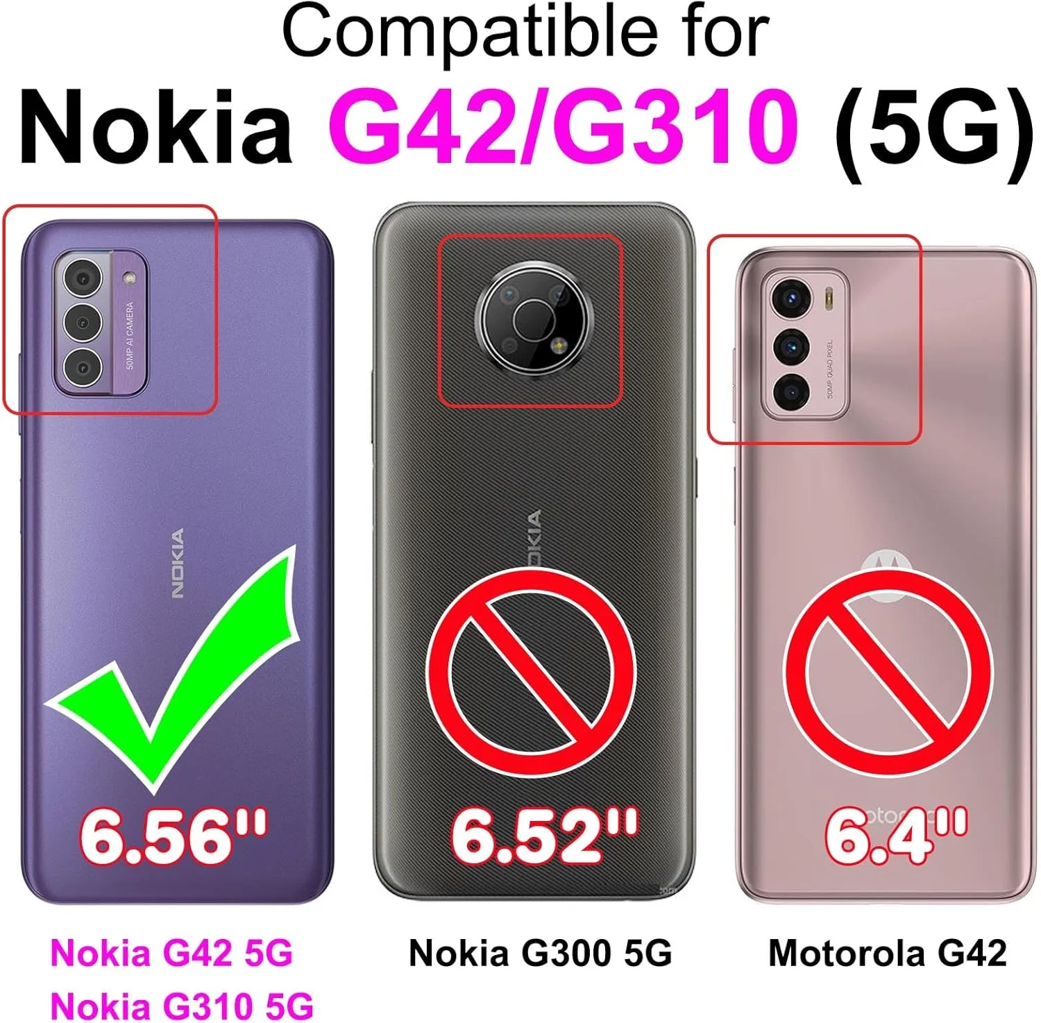 کاور گوشی نوکیا G42 5G / G310 5G، با [جای کارت] [پایه تاشو] چرم PU با کیفیت بالا، کاور محافظ ضد ضربه برای نوکیا G42 5G / G310 5G