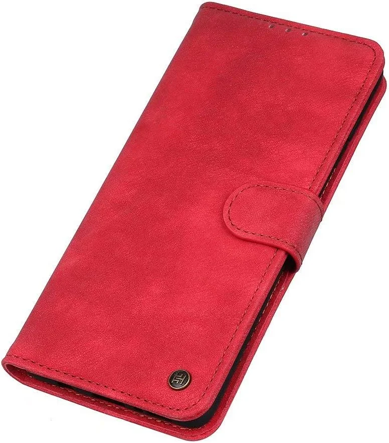 کاور گوشی RanTuo برای نوکیا 7.3، دارای جای کارت، پایه نگهدارنده، TPU + چرم PU، کاور محافظ تاشو برای نوکیا 7.3. (قرمز)