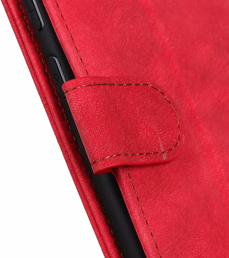 کاور گوشی RanTuo برای نوکیا 7.3، دارای جای کارت، پایه نگهدارنده، TPU + چرم PU، کاور محافظ تاشو برای نوکیا 7.3. (قرمز)