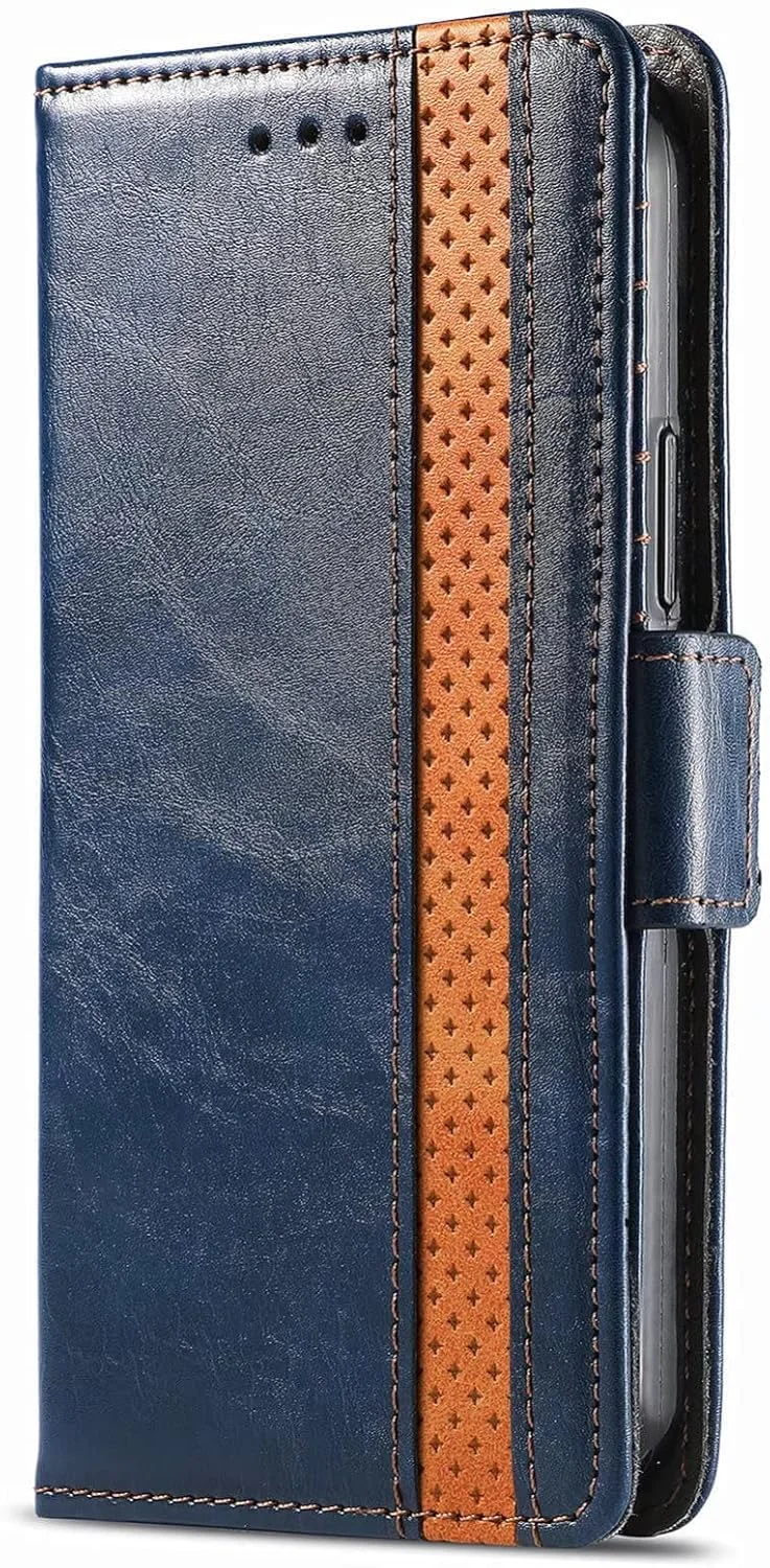 کاور گوشی نوکیا 5.3، دارای جای کارت، پایه نگهدارنده، TPU + چرم PU، کاور محافظ تاشو برای نوکیا 5.3 (آبی)