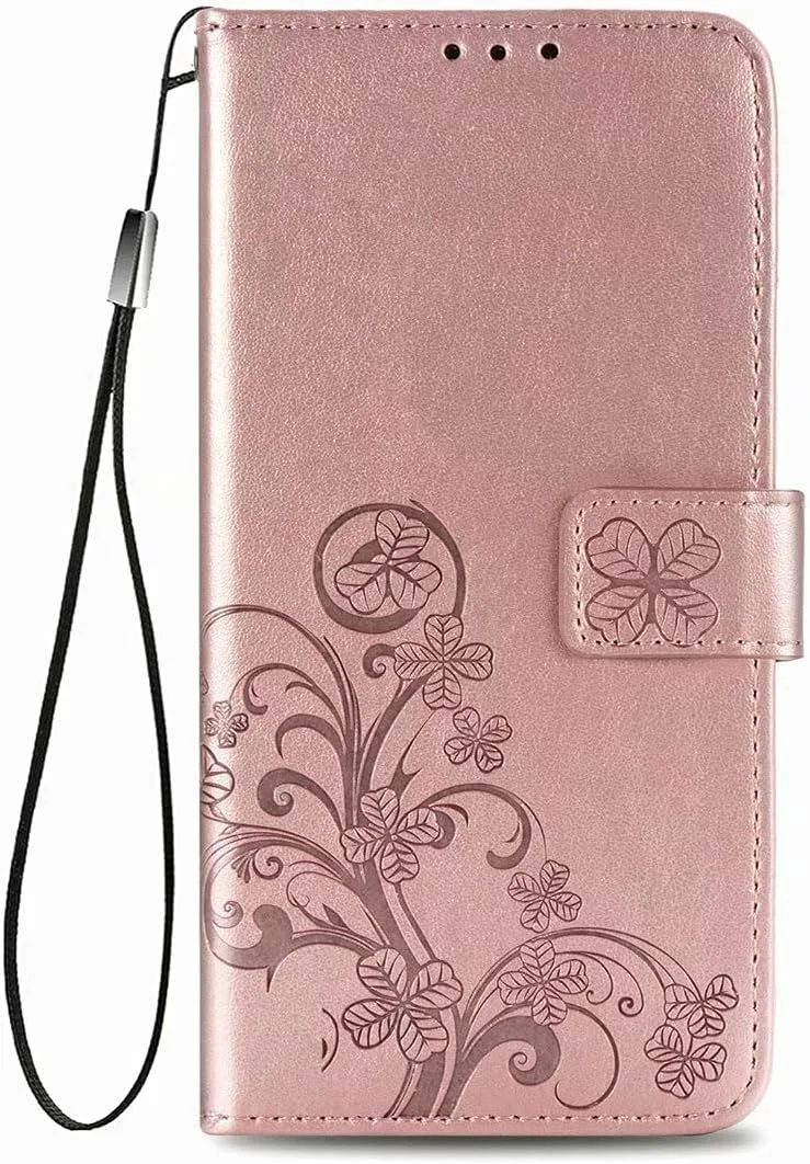 کاور گوشی نوکیا C01 Plus، دارای جای کارت، پایه نگهدارنده، TPU + چرم PU، کاور محافظ تاشو برای نوکیا C01 Plus (رزگلد)