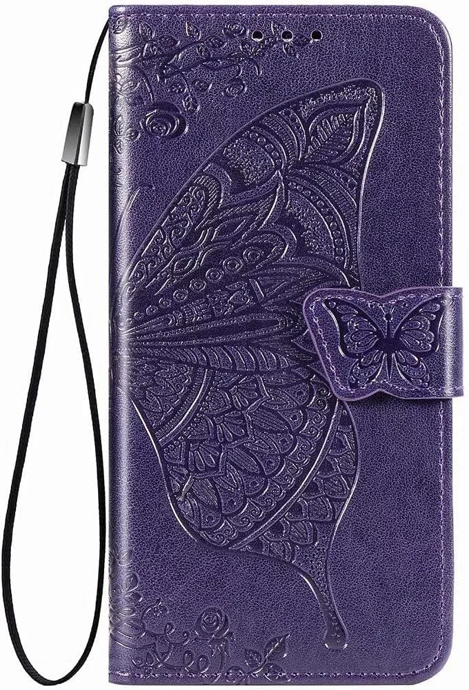 کاور گوشی برای نوکیا C01 Plus، دارای جای کارت، پایه نگهدارنده، TPU + چرم PU، کاور محافظ تاشو برای نوکیا C01 Plus. (بنفش)