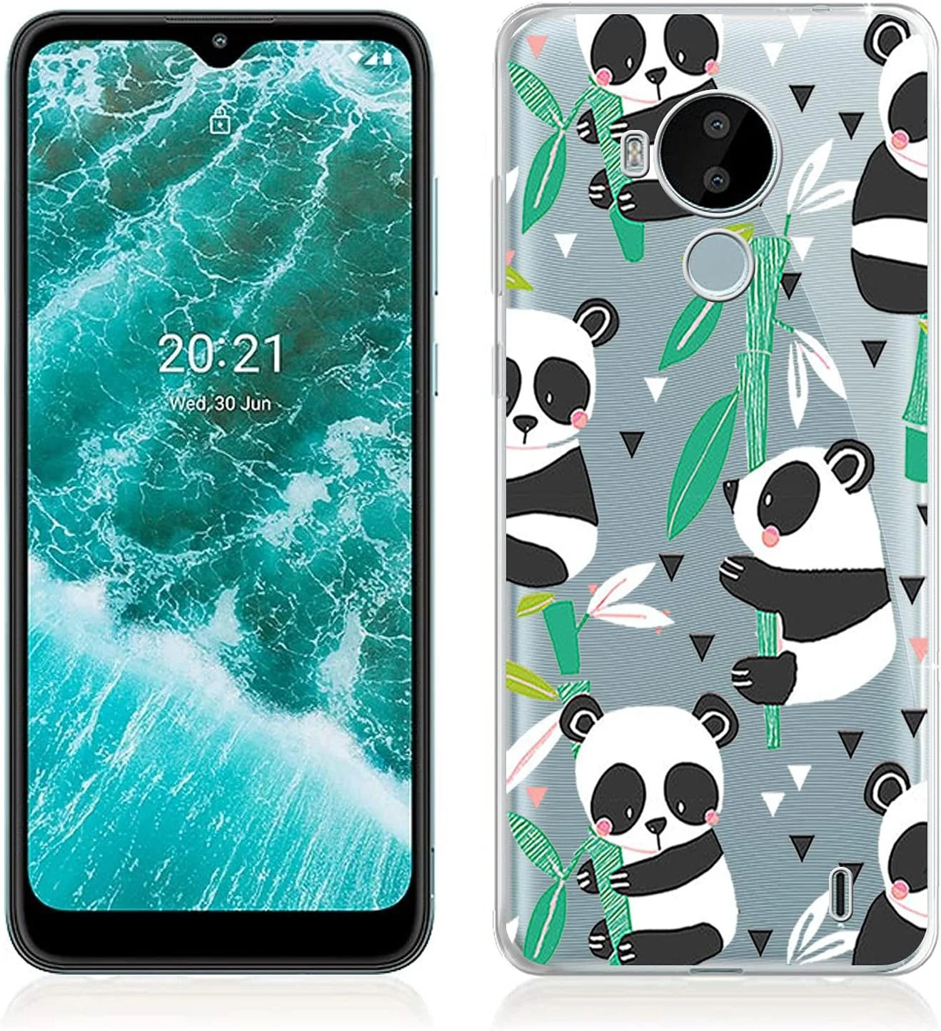 قاب محافظ گوشی موبایل KJYF برای نوکیا C30 (6.82 اینچ)، کاور محافظ سیلیکونی شفاف KJF، بامپر TPU ضد خش برای نوکیا C30 - خرس کوچولوی ناز