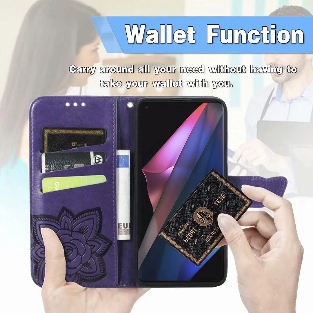 کاور گوشی برای نوکیا C01 Plus، دارای جای کارت، پایه نگهدارنده، TPU + چرم PU، کاور محافظ تاشو برای نوکیا C01 Plus. (بنفش)