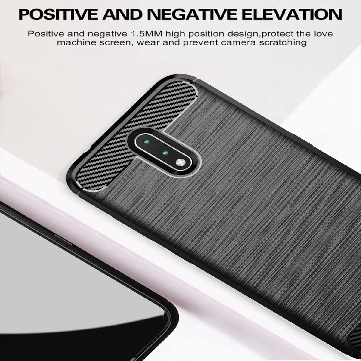 قاب گوشی KOARWVC برای نوکیا 2.3 مدل TA-1211 TA-1214، فیبر کربنی ضد ضربه، محافظ ضد خش، پوشش پشتی TPU نرم، قاب محافظ برای نوکیا 2.3 (مشکی)