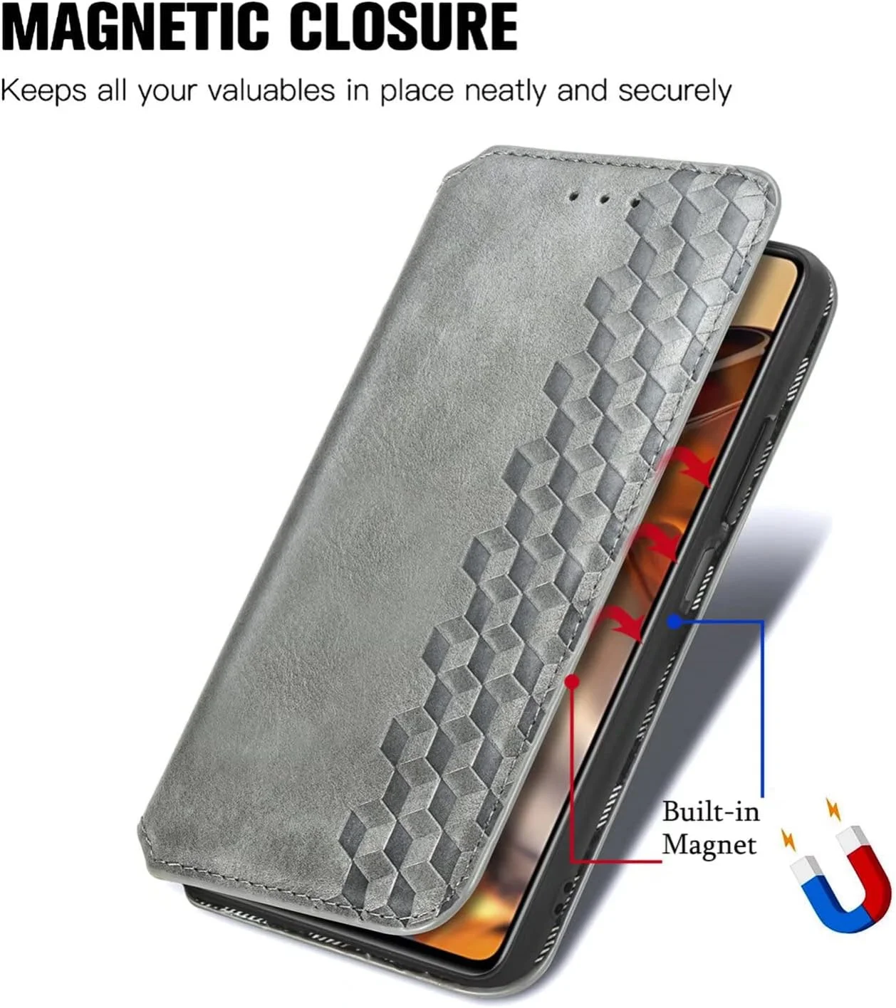 کاور گوشی RanTuo برای نوکیا 4.2، دارای جای کارت، پایه نگهدارنده، TPU + چرم PU، کاور محافظ تاشو برای نوکیا 4.2 (خاکستری)