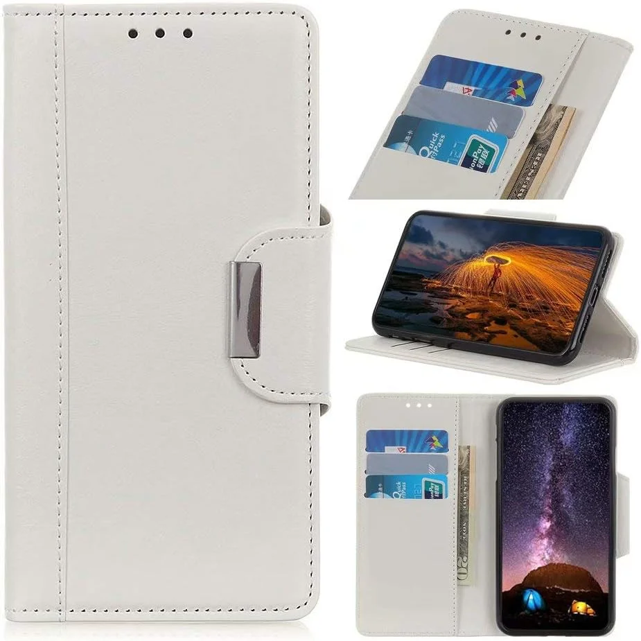 کاور گوشی RanTuo برای نوکیا G10/G20، دارای جای کارت، پایه نگهدارنده، TPU + چرم PU، کاور محافظ تاشو برای نوکیا G10/G20 (سفید)