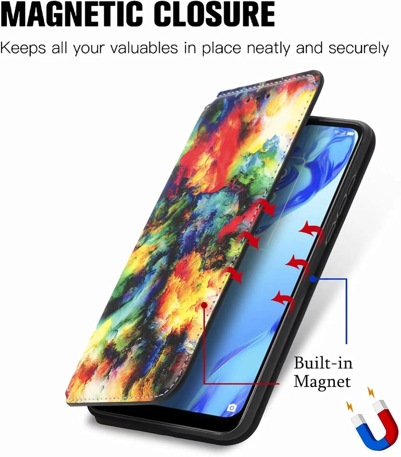 کاور گوشی RanTuo برای نوکیا C12 Pro، دارای جای کارت، پایه نگهدارنده، TPU + چرم PU، کاور محافظ تاشو برای نوکیا C12 Pro. (طرح Caiyun)