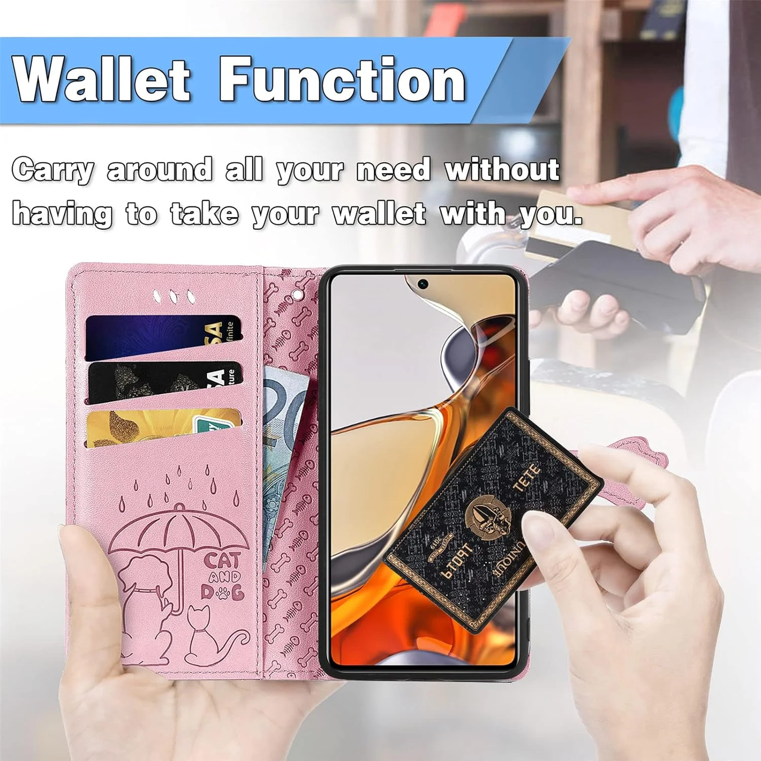 کاور گوشی نوکیا C2 ویرایش دوم، دارای جای کارت، پایه نگهدارنده، TPU + چرم PU، کاور محافظ تاشو برای نوکیا C2 ویرایش دوم (صورتی)