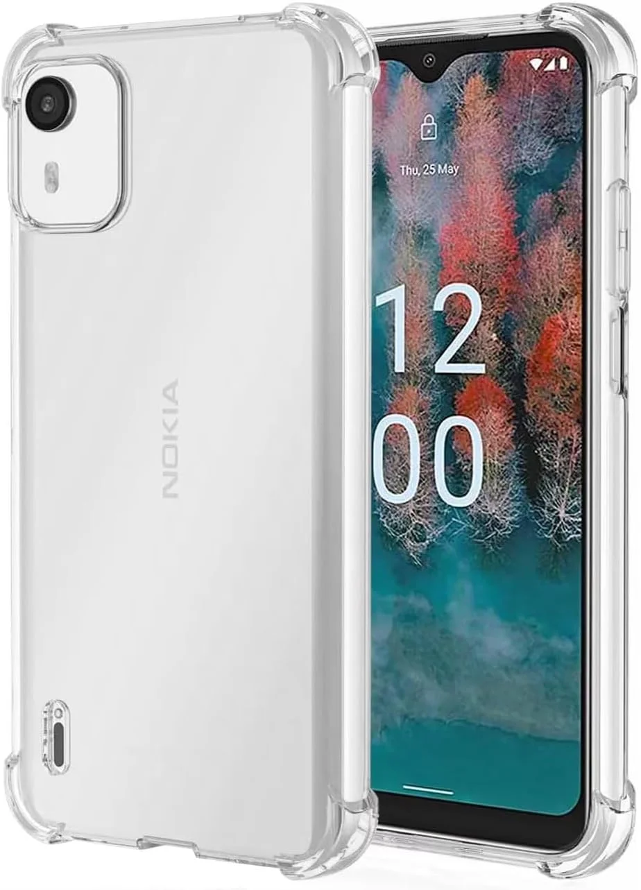 قاب گوشی نوکیا C12، قاب زیبا برای نوکیا C12 پلاس/نوکیا C12 پرو، کاور سیلیکونی ژله ای نرم و شفاف TPU با سپر انعطاف پذیر برای گوشی نوکیا C12 کریستال کلیر
