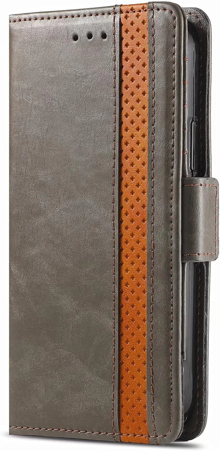 کاور گوشی نوکیا C21، دارای جای کارت، پایه نگهدارنده، TPU + چرم PU، کاور محافظ تاشو برای نوکیا C21 (خاکستری)