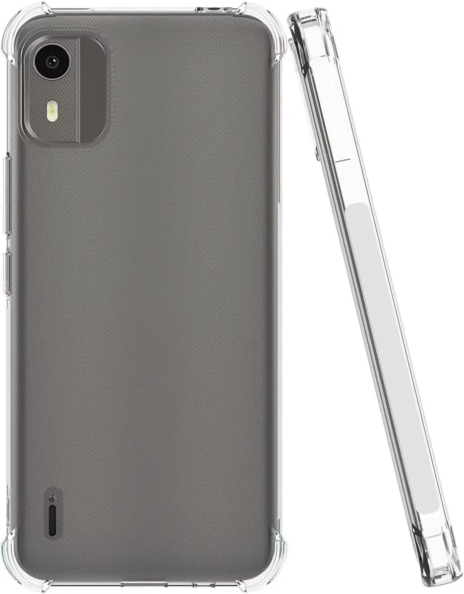 قاب گوشی نوکیا C12، قاب زیبا برای نوکیا C12 پلاس/نوکیا C12 پرو، کاور سیلیکونی ژله ای نرم و شفاف TPU با سپر انعطاف پذیر برای گوشی نوکیا C12 کریستال کلیر