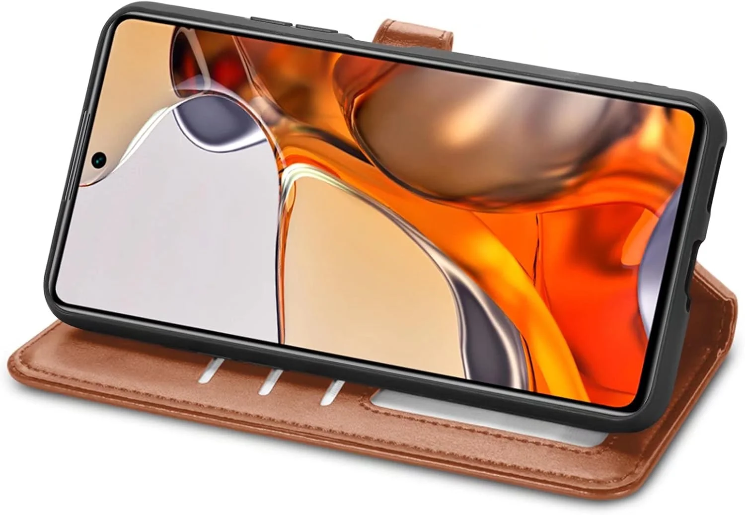 کاور گوشی RanTuo برای نوکیا 6.2، دارای جای کارت، پایه نگهدارنده، TPU + چرم PU، کاور محافظ تاشو برای نوکیا 6.2 (قهوه ای)