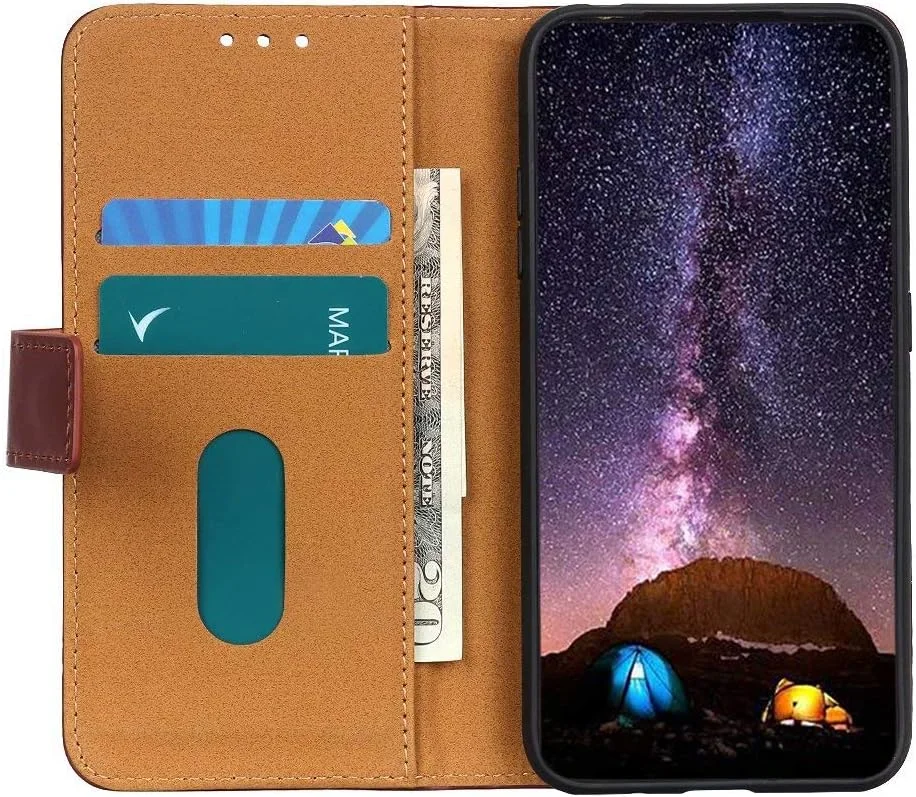 کاور گوشی نوکیا C1 Plus، دارای جای کارت، پایه نگهدارنده، TPU + چرم PU، کاور محافظ تاشو برای نوکیا C1 Plus. (قرمز)