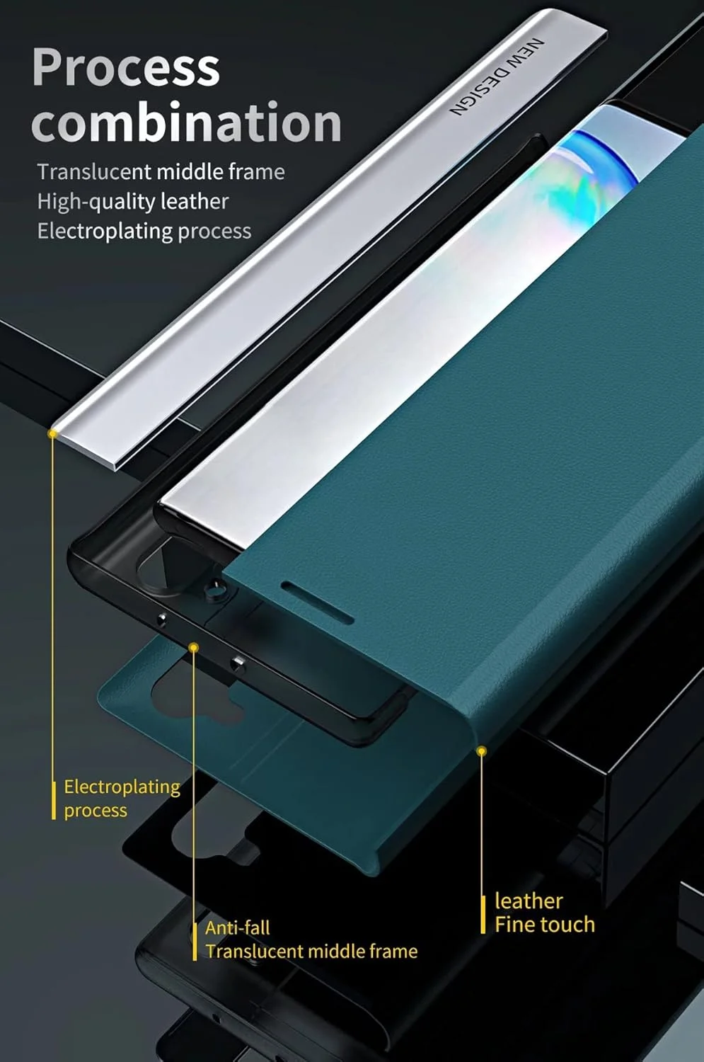 کاور محافظ گوشی نوکیا C21، کاور آهنربایی تاشو، ضد ضربه، ضد خش، قاب گوشی برای کاور نوکیا C21 (آبی)