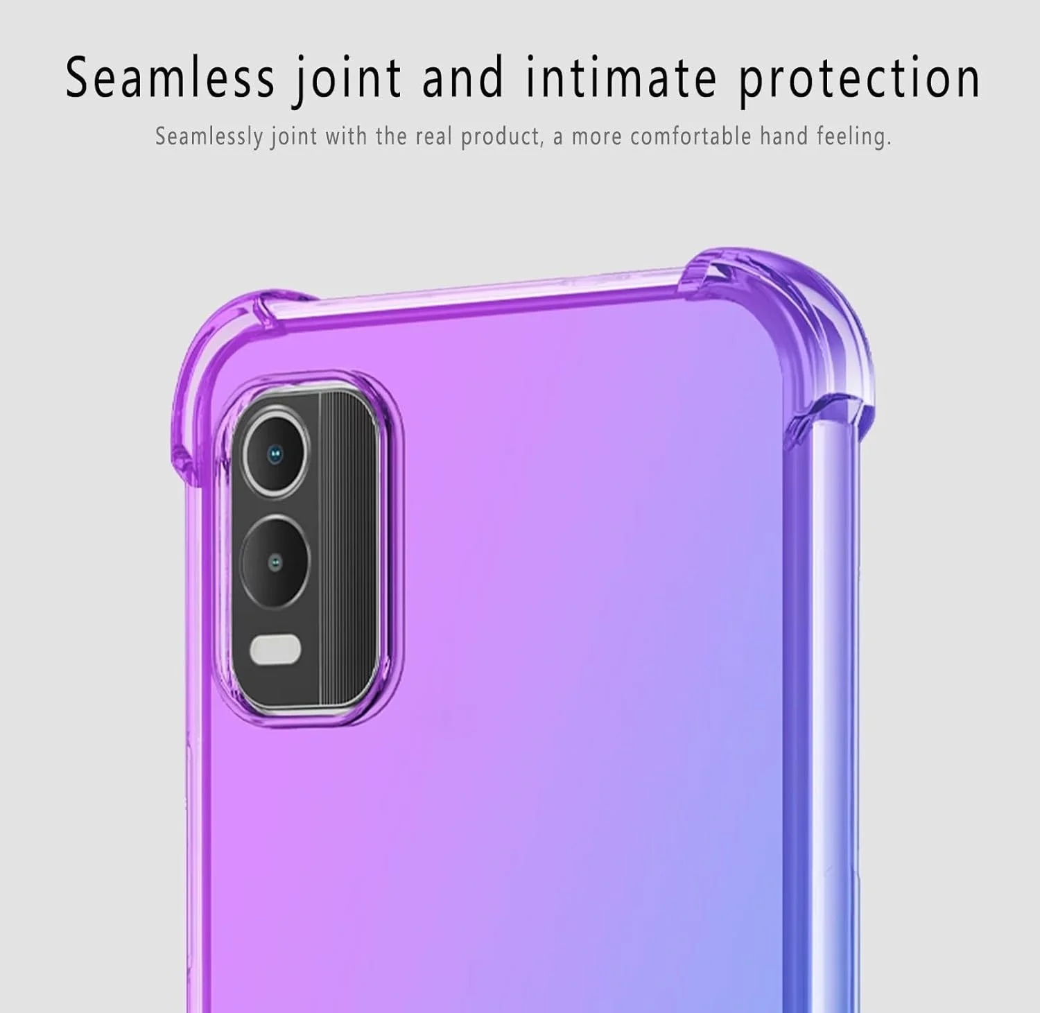 کاور گوشی موبایل تاپ‌می مناسب برای نوکیا C32 (6.5 اینچ)، کاور سیلیکونی TPU نرم با رنگ گرادیان شفاف - آبی بنفش