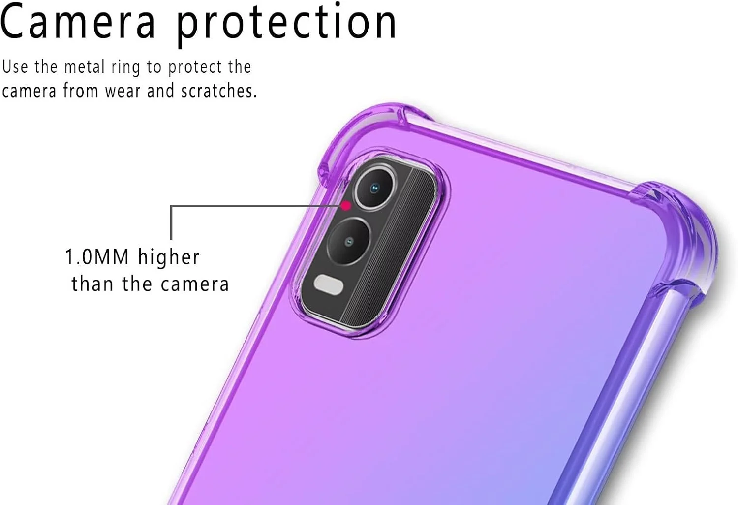 کاور گوشی موبایل تاپ‌می مناسب برای نوکیا C32 (6.5 اینچ)، کاور سیلیکونی TPU نرم با رنگ گرادیان شفاف - آبی بنفش