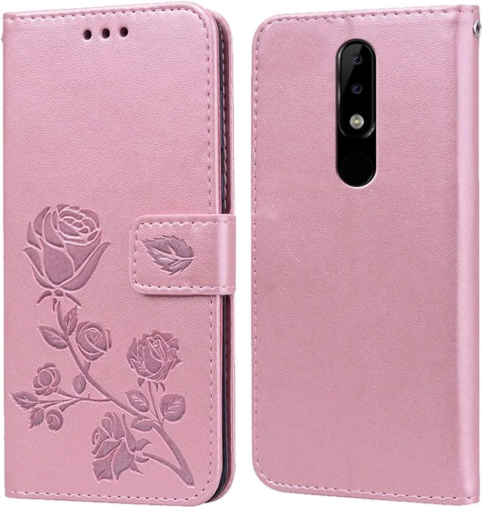 کیف محافظ گوشی نوکیا 5.1 پلاس، کیف تاشو، استند، دارای جای کارت، بامپر سیلیکونی، پوشش محافظ ضد ضربه برای نوکیا 5.1 پلاس (5.86 اینچ)