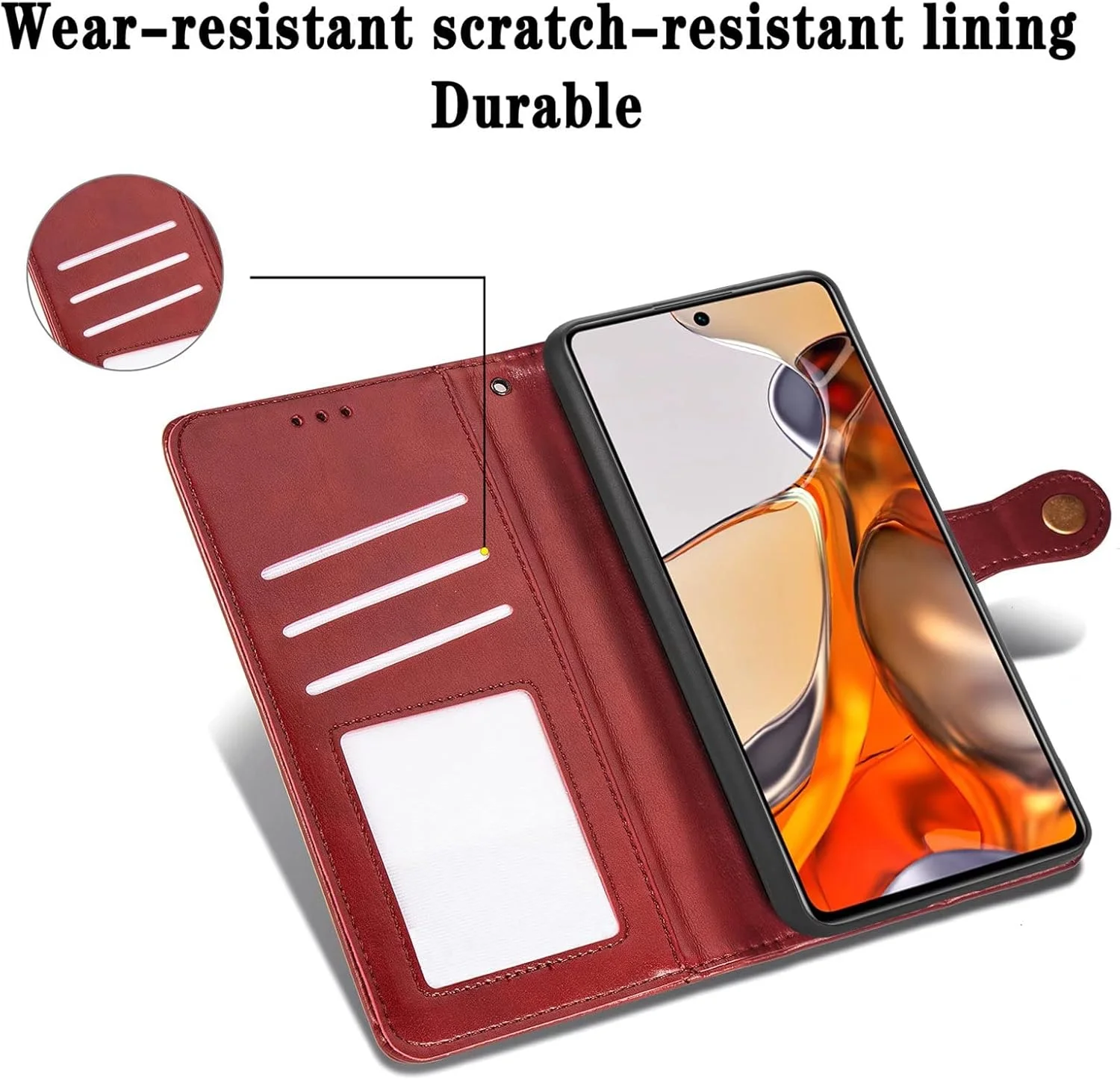 کاور گوشی موبایل نوکیا C12 Pro، دارای جای کارت، پایه نگهدارنده، TPU + چرم PU، کاور محافظ تاشو برای نوکیا C12 Pro (قرمز)