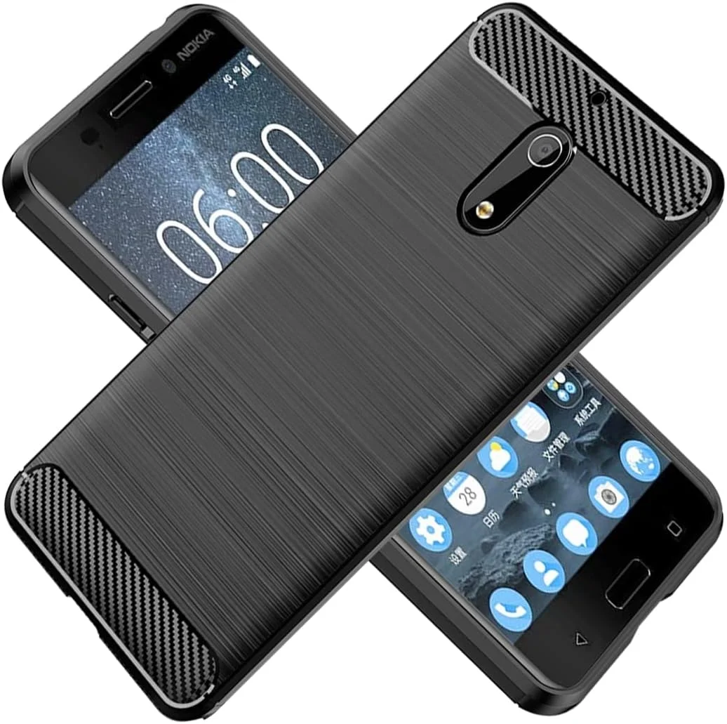 قاب گوشی برای نوکیا 6، قاب نوکیا 6 (2017) TA-1021 TA-1033، فیبر کربنی ضد ضربه، محافظ مقاوم در برابر خراش، پوشش پشتی TPU نرم برای نوکیا 6 (مشکی) قاب گوشی برای نوکیا 6، قاب نوکیا 6 (2017) TA-1021 TA-1033، فیبر کربنی ضد ضربه، محافظ مقاوم در برابر خراش، پوشش پشتی TPU نرم برای نوکیا 6 (مشکی)