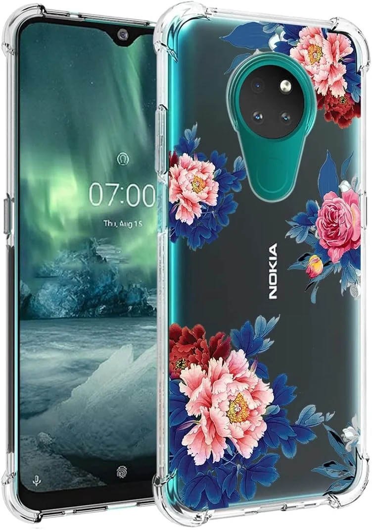 قاب گوشی برای نوکیا 6.2، قاب نوکیا 7.2 مدل TA-1193 برای دختران، کاور محافظ پشتی TPU نرم و انعطاف پذیر با طرح ضد ضربه و شفاف برای نوکیا 7.2 (گل آبی) قاب گوشی برای نوکیا 6.2، قاب نوکیا 7.2 مدل TA-1193 برای دختران، کاور محافظ پشتی TPU نرم و انعطاف پذیر با طرح ضد ضربه و شفاف برای نوکیا 7.2 (گل آبی)
