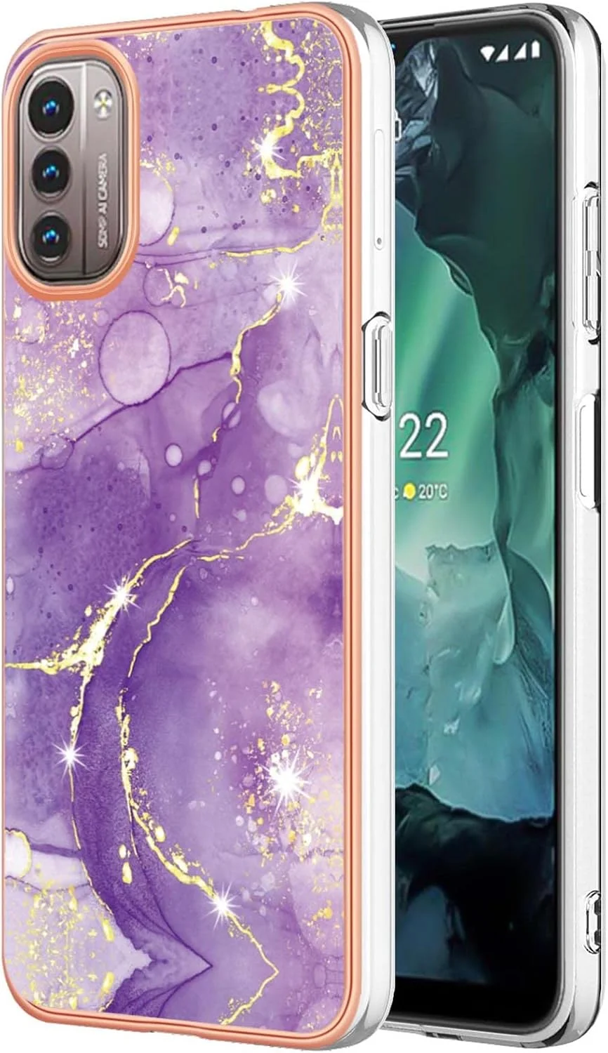 قاب گوشی موبایل Monwutong برای نوکیا G21، قاب برای نوکیا G11، TPU نرم + طرح مرمر IMD باریک برای دختران، با محافظ لنز دوربین و صفحه نمایش برای نوکیا G21/G11، YBDD بنفش قاب گوشی موبایل Monwutong برای نوکیا G21، قاب برای نوکیا G11، TPU نرم + طرح مرمر IMD باریک برای دختران، با محافظ لنز دوربین و صفحه نمایش برای نوکیا G21/G11، YBDD بنفش