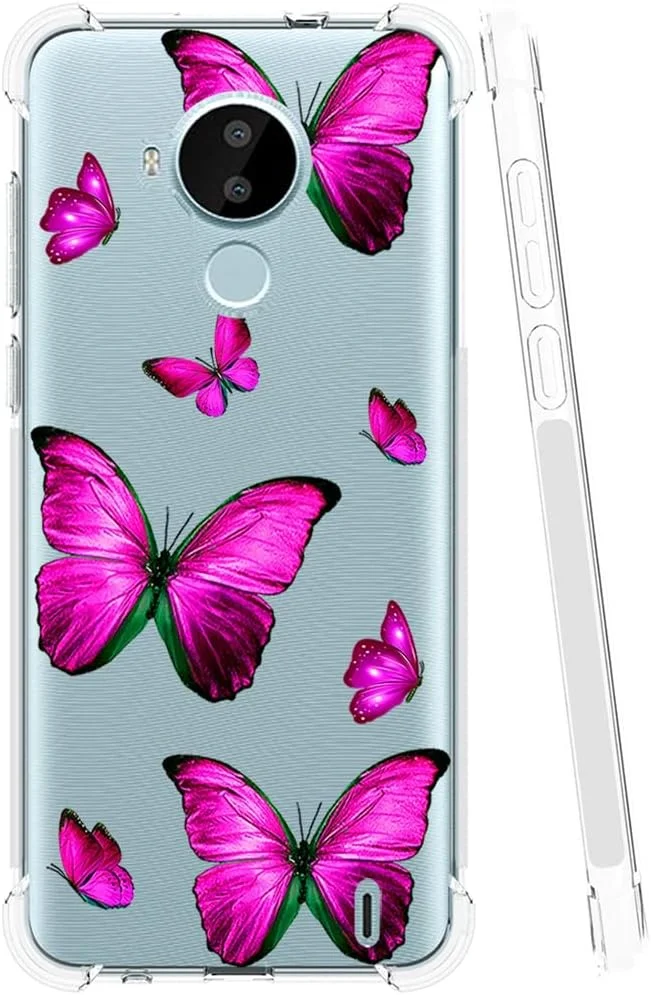 قاب گوشی نوکیا C30، مدل TA-1357 TA-1377، قاب زیبا، بامپر انعطاف پذیر TPU، کاور سیلیکونی نرم و لاستیکی برای گوشی نوکیا C30 (پروانه رز)