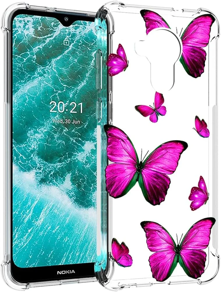 قاب گوشی نوکیا C30، مدل TA-1357 TA-1377، قاب زیبا، بامپر انعطاف پذیر TPU، کاور سیلیکونی نرم و لاستیکی برای گوشی نوکیا C30 (پروانه رز)
