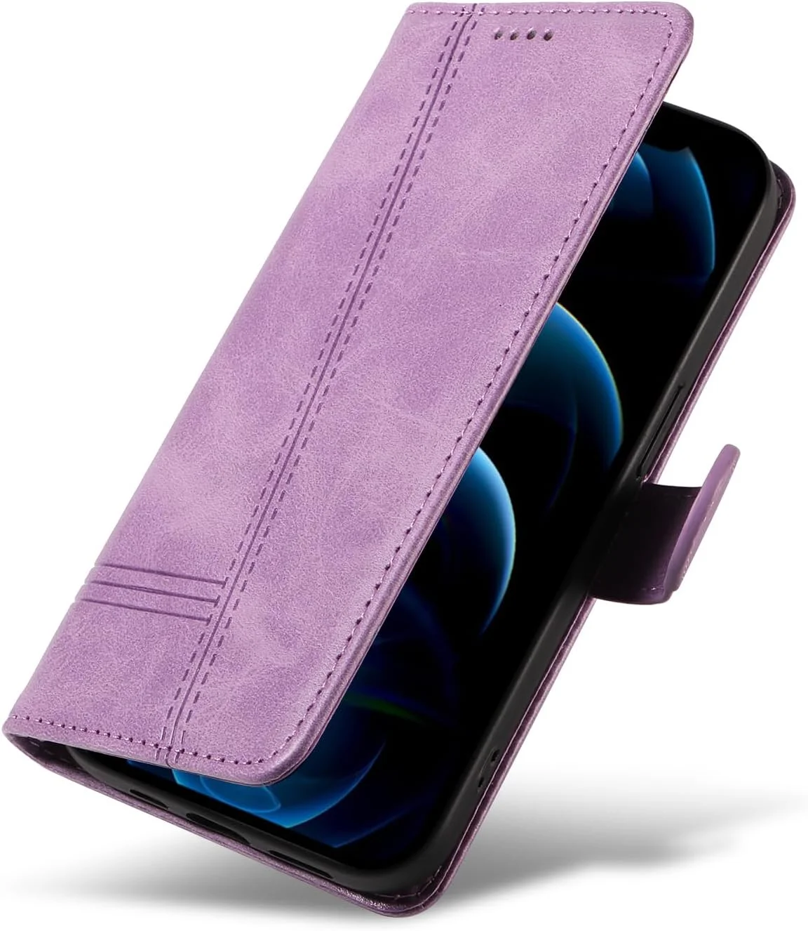 کاور محافظ گوشی نوکیا G42، دارای بند، استند تاشو، جای کارت و قفل مغناطیسی - بنفش