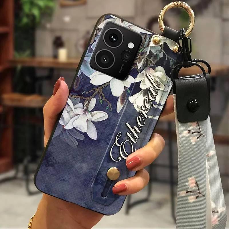 قاب گوشی سازگار با نوکیا HMD Skyline، بند مچی حلقه ای ضد ضربه، ضد گرد و غبار، ضد کوبش، طرح گل، کاور پشتی نرم سیلیکونی